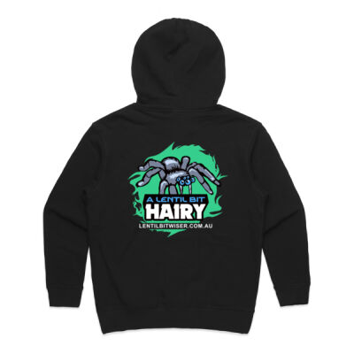 Ladies Hoodie_White Text_Back_Hairy Thumbnail
