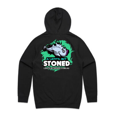 Mens Hoodie_White Text_Back_Stoned Thumbnail