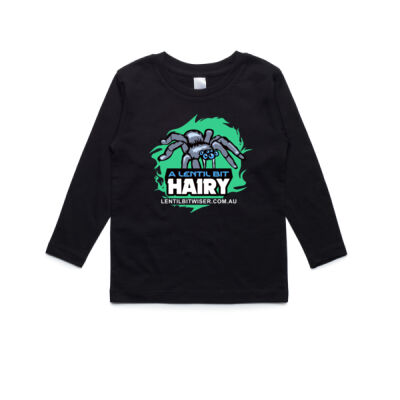 Kids LongSleeve Tee_White Text_Back_Hairy Thumbnail