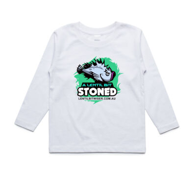 Kids LongSleeve Tee_Black Text_Back_Stoned Thumbnail