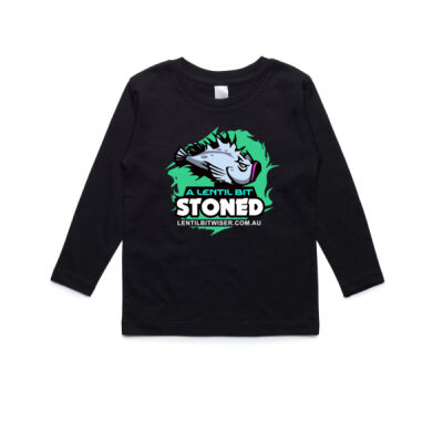 Kids LongSleeve Tee_White Text_Back_Stoned Thumbnail