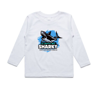 Kids LongSleeve Tee_Black Text_Back_Sharky Thumbnail