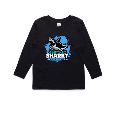 Kids LongSleeve Tee_White Text_Back_Sharky Thumbnail