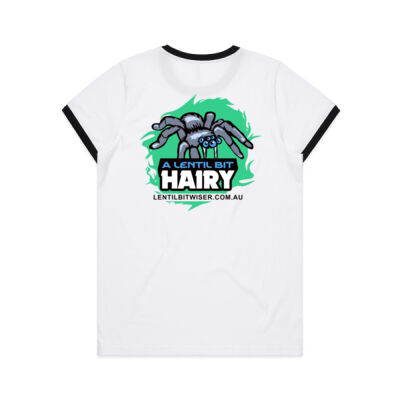 Ladies Ringer T_Black Text_Back_Hairy Thumbnail